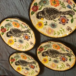 Four Rare Anthro bird plates Coucou